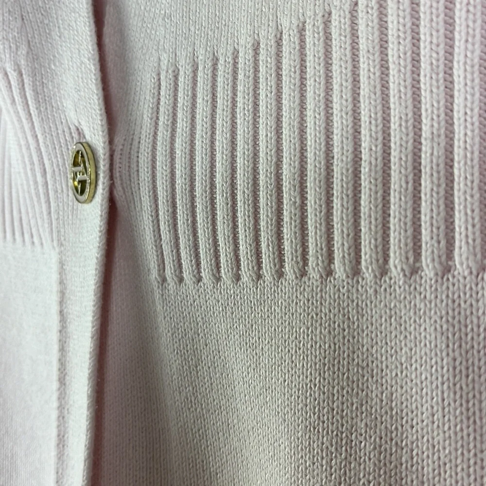 Adrienne Vittadini short sleeve cardigan single button front closure Sz PS Pink
